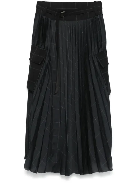 sacai windowpane-print maxi skirt Black 2407573