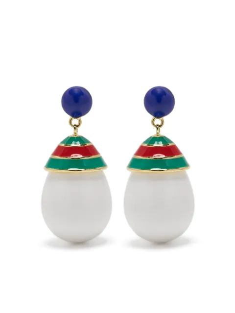 Eshvi mini striped drop earrings White 21146XEBYSH13