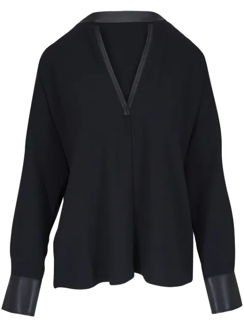 Vince satin-trim blouse Black V060412991001BLK