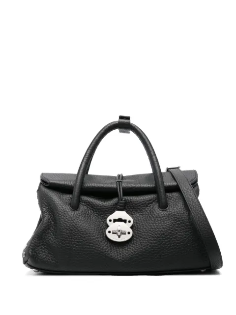Zanellato Dotta stud-embellished grained leather shoulder bag Black 0687501120000S