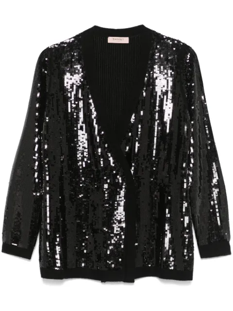 TWINSET sequinned double-breasted cardigan Black 242TT3145