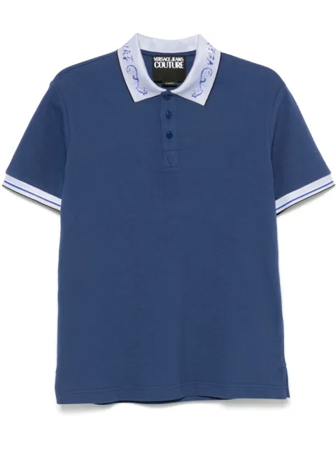 Versace Jeans Couture logo-collar polo shirt Blue 77GAGT06CJ01T