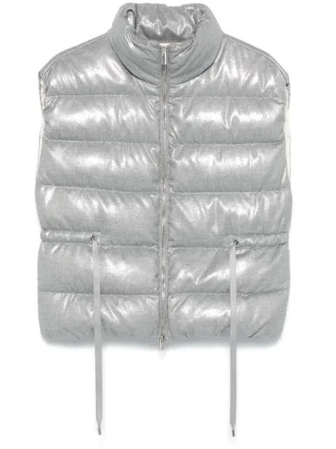 Peserico lamé-effect gilet Grey E0342901970