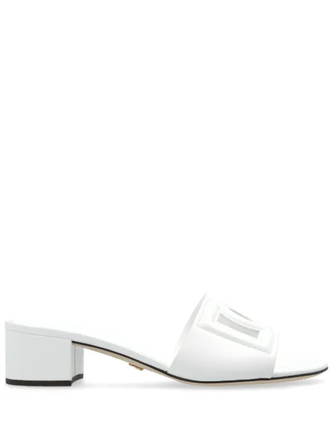 Dolce & Gabbana calfskin slides with DG logo White CR1755AY329