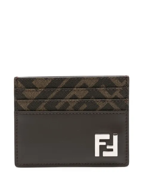 FENDI FF-plaque card holder Brown 7M0164AFF2
