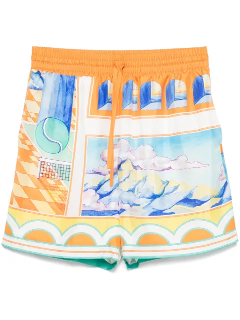 Casablanca Surreal Pool silk shorts Orange MS25TR01206