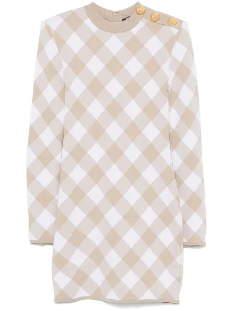 Balmain checked mini dress Brown DF0R8739KH56