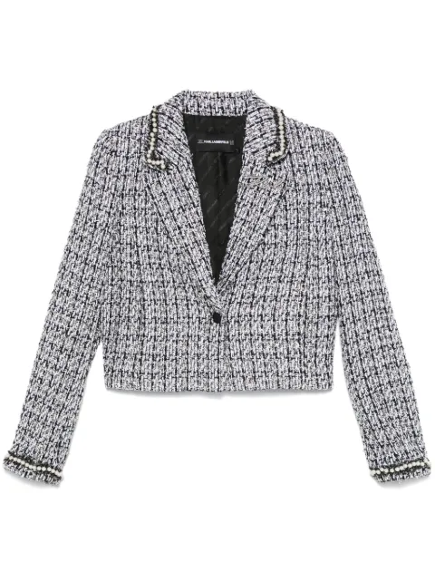Karl Lagerfeld faux pearl-embellished bouclé jacket Black 08K240W2020