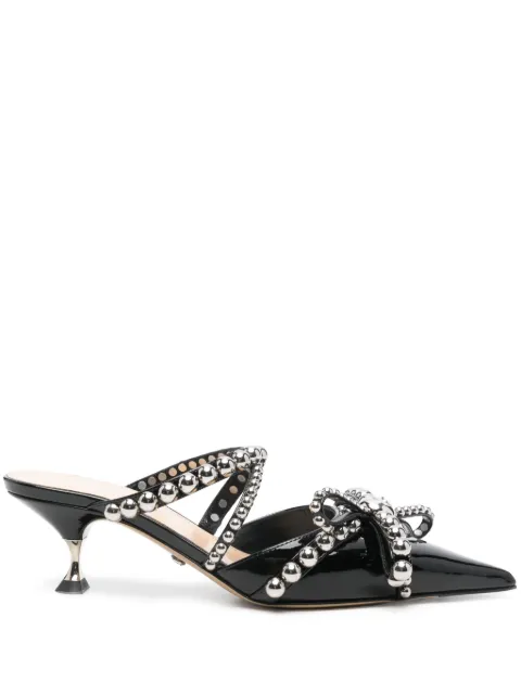 MACH & MACH 55mm studded leather mules Black S083455PAT