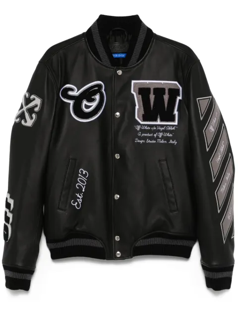 Off-White Full Leather bomber jacket Black OMJA122C99LEA0041010