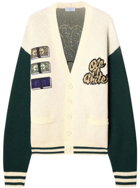 Off-White Crystal Cash varsity cardigan Neutrals OMHB019S25KNI0030B84