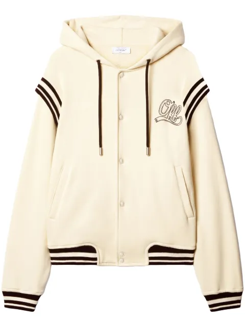Off-White fleece varsity hoodie Neutrals OMEK003S25JER0010B0B