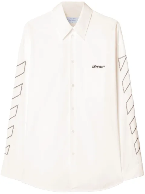 Off-White printed-sleeves cotton shirt White OMGE004S25FAB0020110