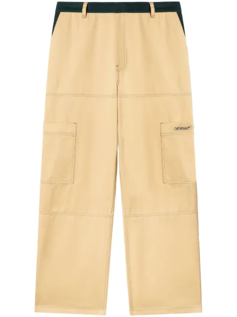 Off-White contrast-stitching cargo pants Yellow OMCF047S25FAB0016157