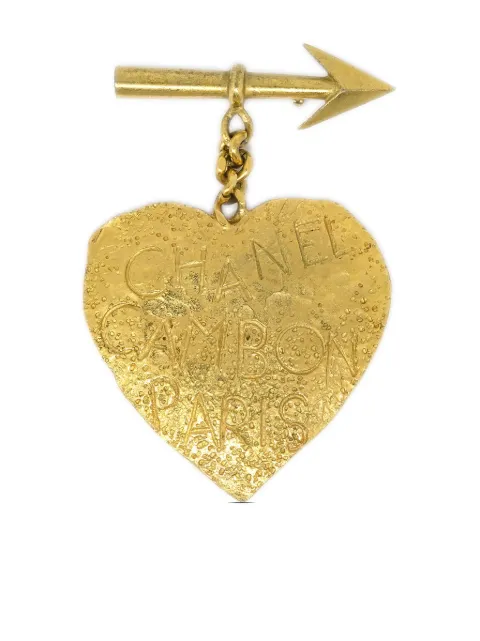 CHANEL Pre-Owned 1993 Bow & Arrow Heart brooch Gold B93P