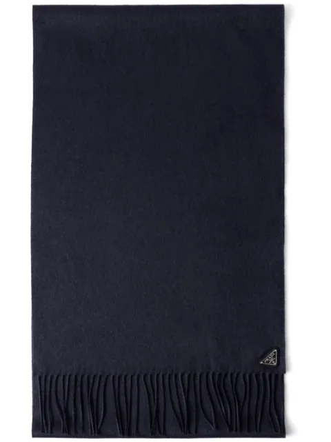 Prada fringed silk-cashmere scarf Blue 1FS0652COP