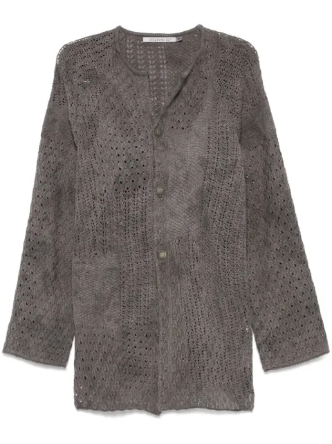 CHIAHUNG SU open-knit cardigan Grey AW24MJ29NWLG