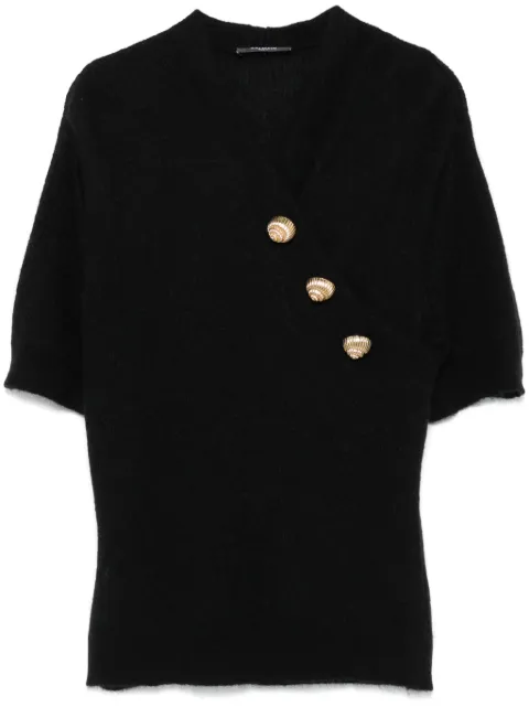 Balmain embossed-button top Black DF0AL261KH25