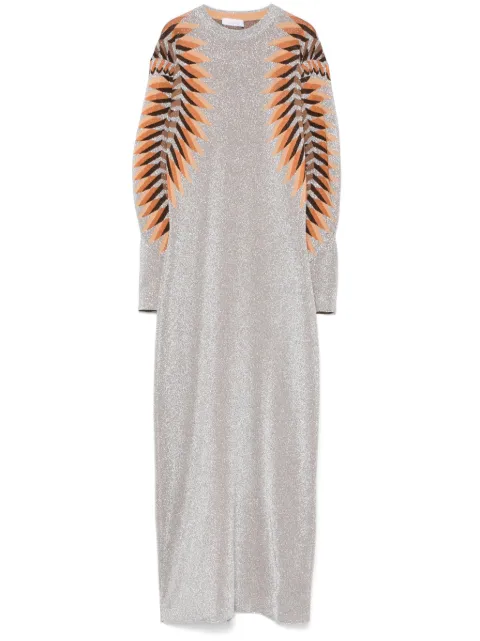 Rabanne lurex jacquard maxi dress Grey 24HMRO029ML0302