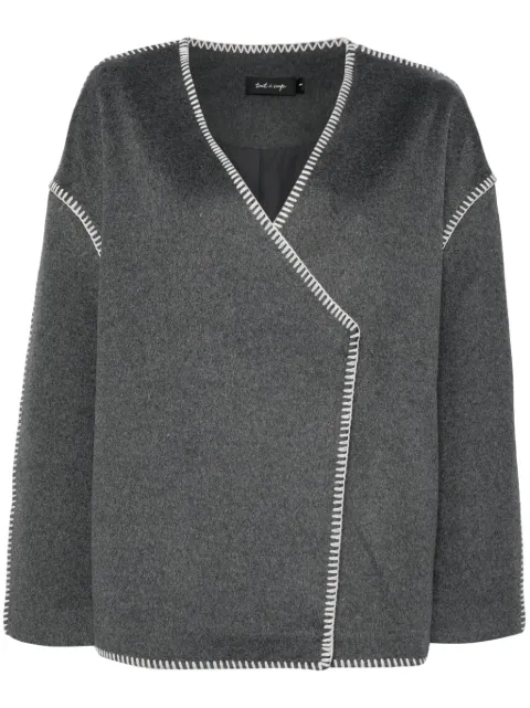tout a coup stitch-detail wrap jacket Grey S104AF4