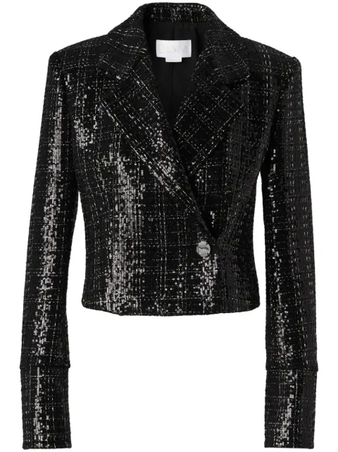 Genny sequin-embellished tweed cropped jacket Black 77AAQ515N0423