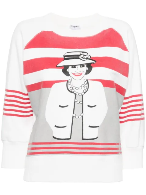CHANEL Pre-Owned 2001 mademoiselle long-sleeves sweatshirt White G03583H
