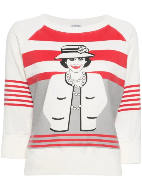 CHANEL Pre-Owned 2001 mademoiselle long-sleeves sweatshirt White 01AP48590V10779M4541