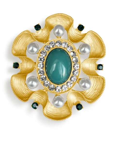 HZMER JEWELLERY faux-pearl embellished brooch Gold NCRVBG1709