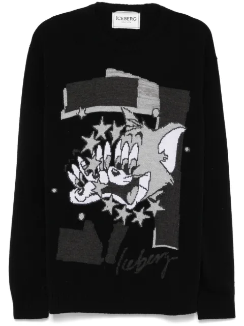 Iceberg cartoon-motif sweater Black A0237079