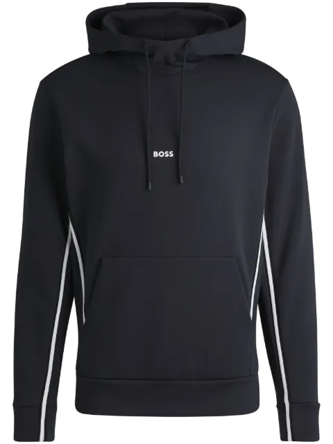 BOSS tape-embellished hoodie Blue 50523905