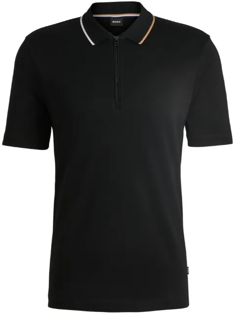 BOSS half-zip interlock-weave polo shirt Black 50524334