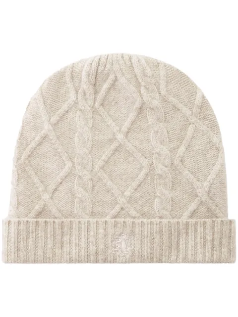 Pringle of Scotland cable-knit cashmere beanie Neutrals PAE633