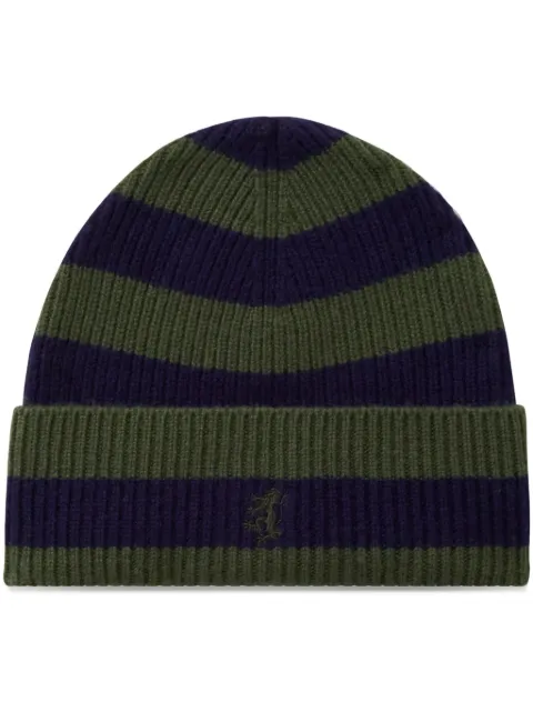 Pringle of Scotland striped cashmere beanie Blue PAR414