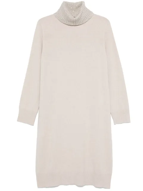 Fabiana Filippi Platinum sequin-collar midi dress Neutrals ABD224F659I9180000