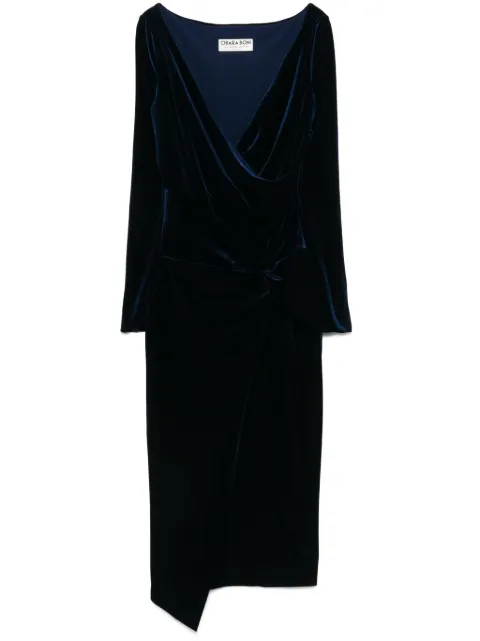 CHIARA BONI La Petite Robe knot-detail midi dress Blue ABCAXASVELVLL