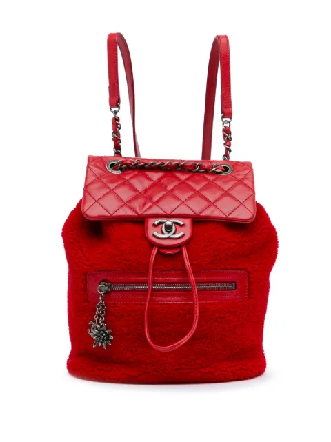 CHANEL Pre-Owned 2015-2016 Small Shearling and Glazed Calfskin Mountain backpack Red CG2GYR68LWFY4WWG