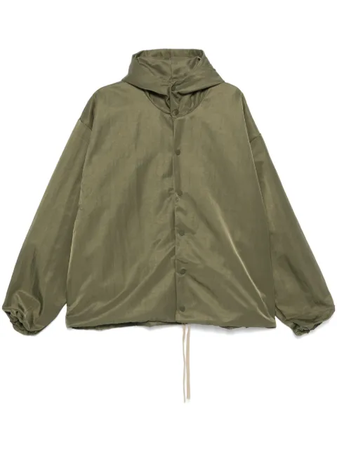 FEAR OF GOD ESSENTIALS Textured Nylon Hooded Coaches Jacket "Military" Green 202BT246375F