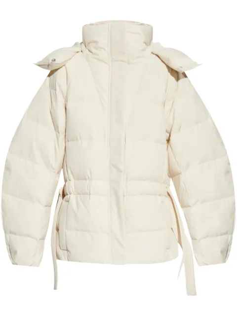 GANNI embossed logo puffer jacket Neutrals F9690
