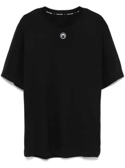 Marine Serre Moon-logo jersey loose fit SS T-Shirt Black MTT077ACJER0009