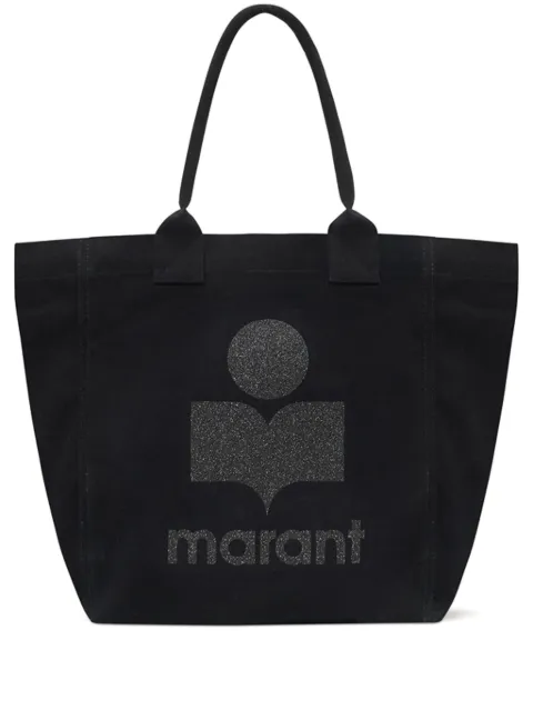 ISABEL MARANT Yenky zipped cotton bag with logo Black PM0062FAA1X46M