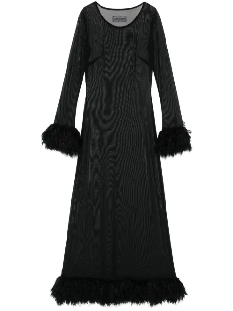 Marine Serre semi-sheer maxi dress Black WDR276ACJER0004