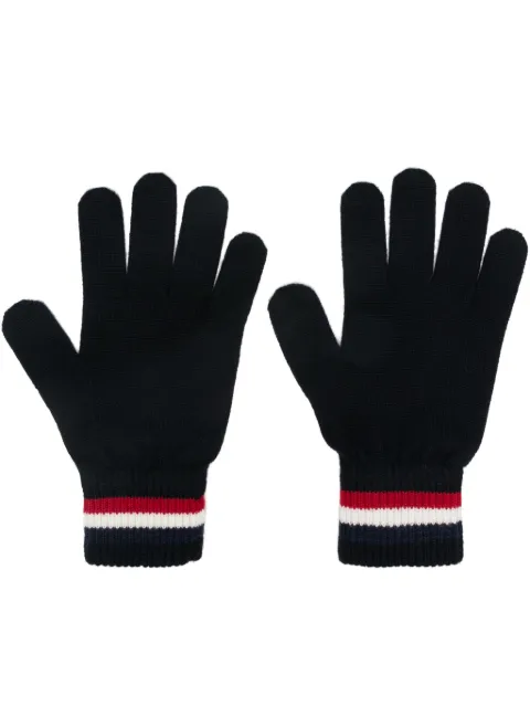 Moncler tricolour-stripe wool gloves Blue L20913A00008A9575