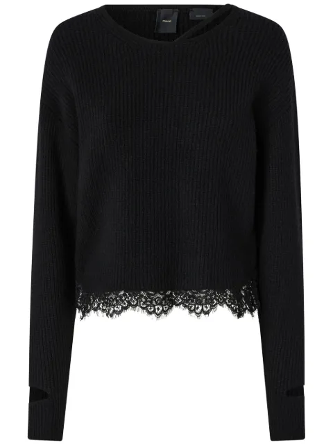 PINKO lace-trim sweater Black 100720A238