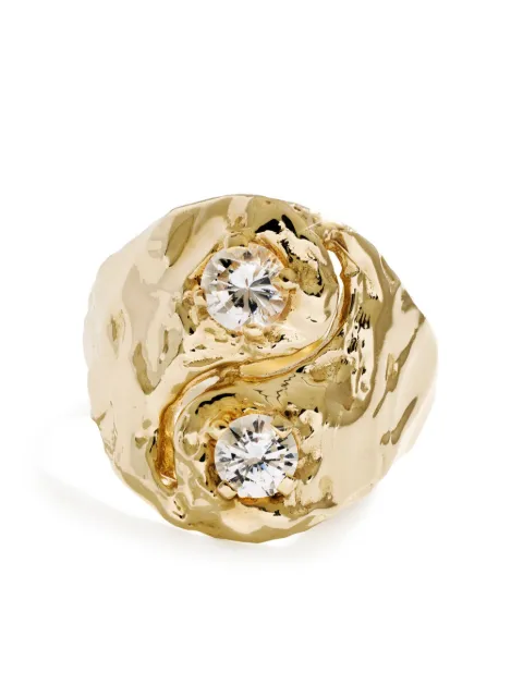 Fie Isolde 14K yellow gold Yin Yang diamond signet ring Gold FIR0050