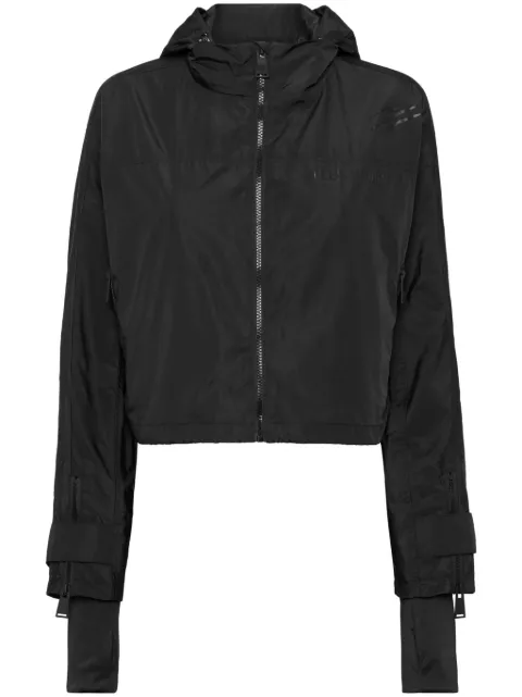 Plein Sport Scratch-print hooded jacket Black SAECWJB1824STE003N