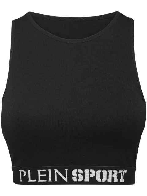 Plein Sport ribbed seamless training sports bra Black SAECWJU0084STE003N