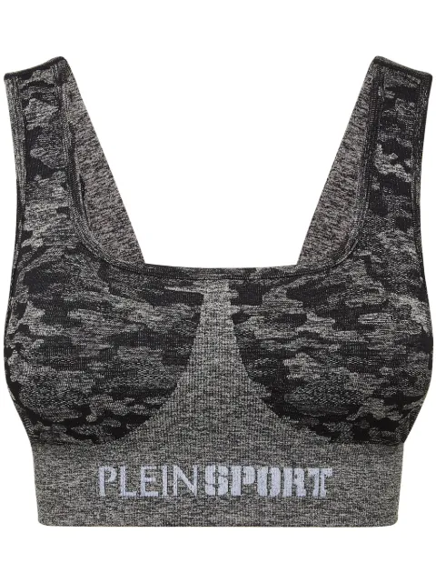 Plein Sport seamless crossed-straps sports bra Black SAECWJU0082STE003N