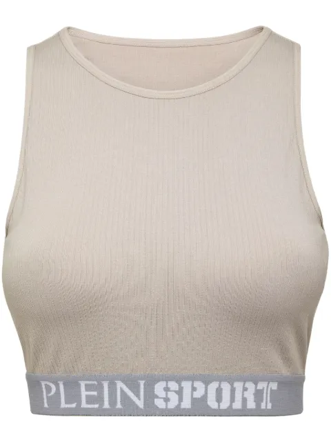 Plein Sport ribbed seamless training sports bra Neutrals SAECWJU0084STE003N