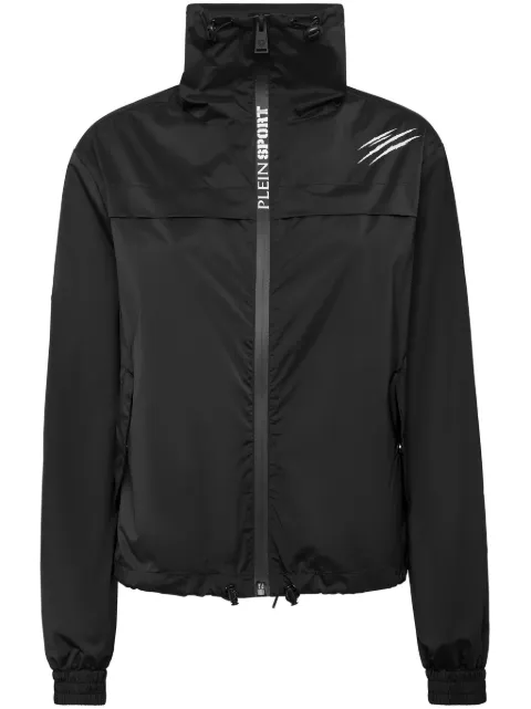 Plein Sport Scratch-print cropped windbreaker Black SAECWRB1474STE003N