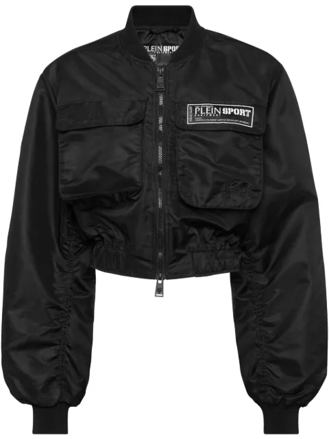Plein Sport cropped bomber jacket Black SAECWRB1480STE003N